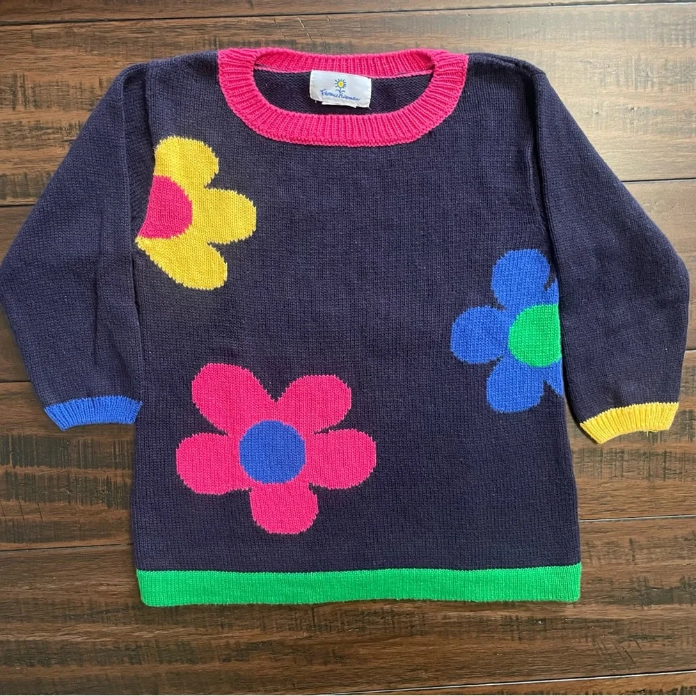 Florence Eiseman Flower Intarsia Sweater and Leggings Set